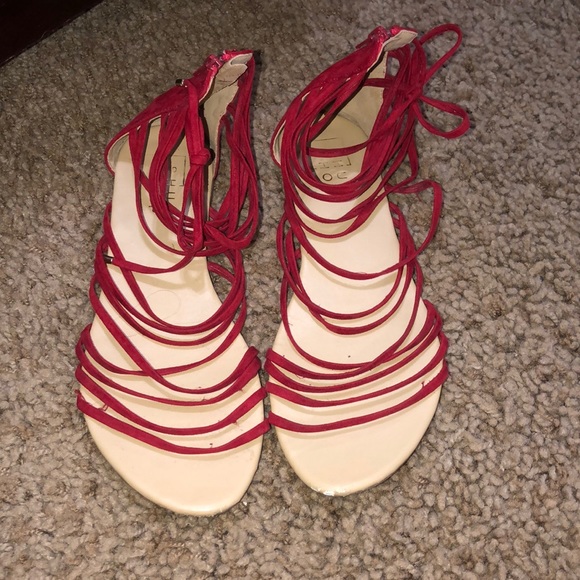 ShuShop Shoes - Shu Shop Red Lace Up Sandals